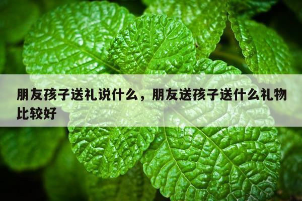 朋友孩子送礼说什么，朋友送孩子送什么礼物比较好