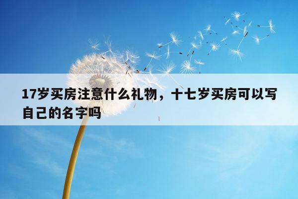 17岁买房注意什么礼物，十七岁买房可以写自己的名字吗